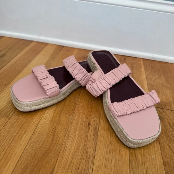 STAUD Maya Ruched Slide Espadrille Sandal in Pink Blush. EUC. 40 (9, 9.5, 10) - Picture 14 of 14